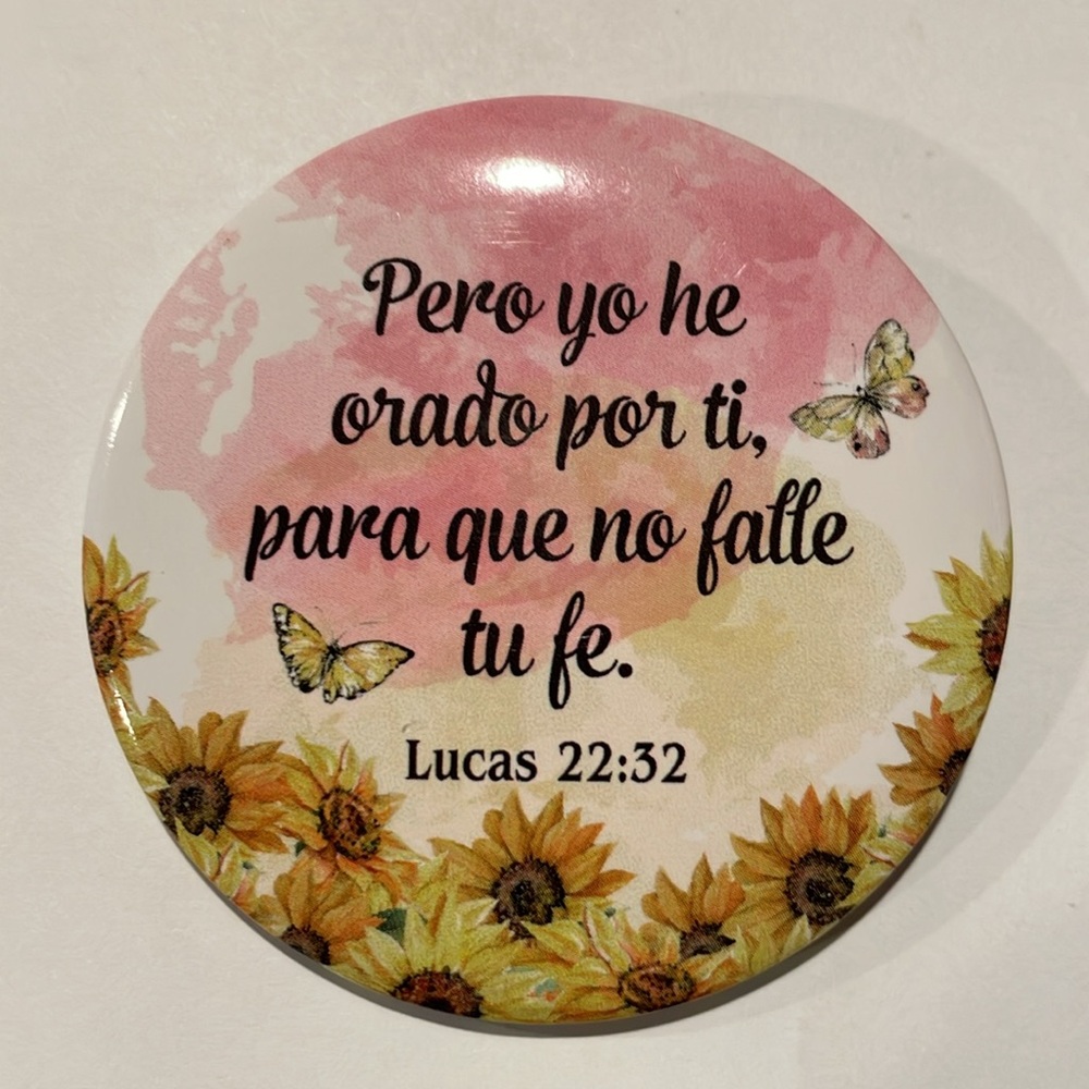 Inspirational Spanish Key Holder/Bag Charm/Mirror with Floral Design NWT